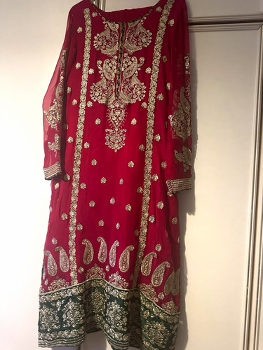 Roter bestickter salwar - roter, kameez