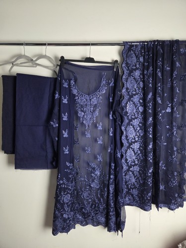 Blau chiffon bestickt - chiffon,