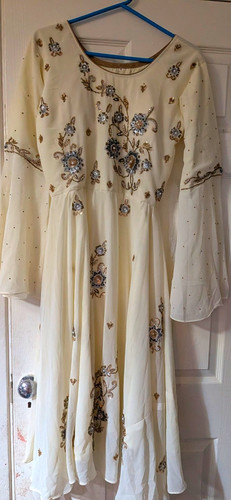 Damen elfenbein chiffon - chiffon, salwar
