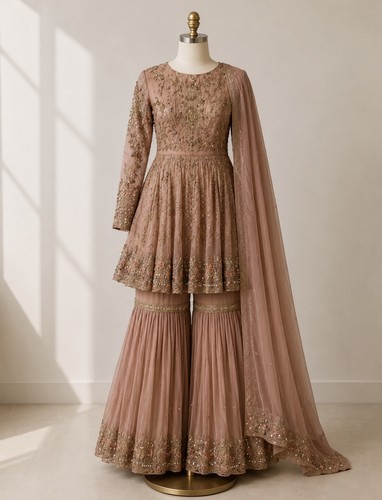 Rosa bestickter gharara - rosa,