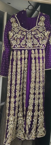 Lila bestickter salwar kameez - bestickter,